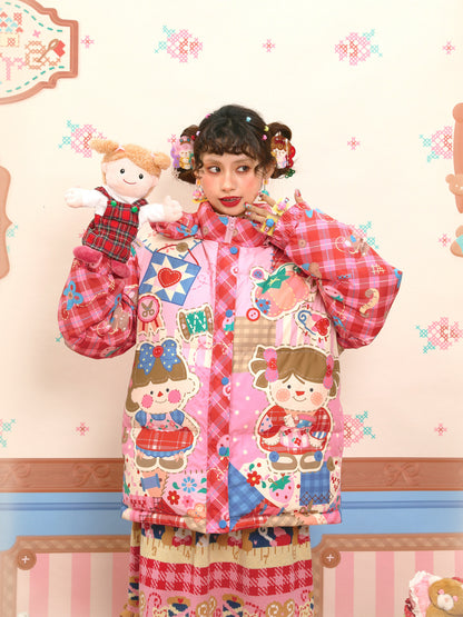 Lutra Jump - Decora Pink Down Hooded Jacket coat Lutra Jump