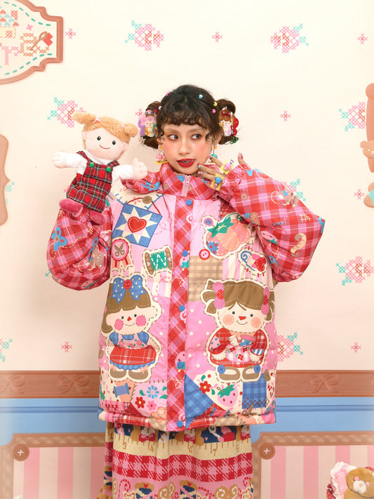 Lutra Jump - Decora Pink Down Hooded Jacket coat Lutra Jump