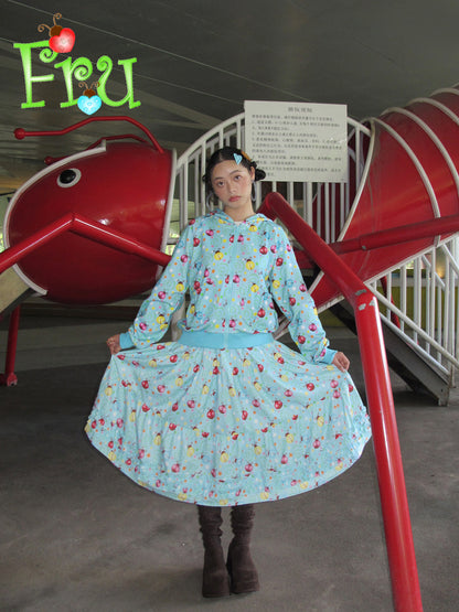 FruFru - Kawaii Hoodie Skirt Set Blue Beetle Print set frufru