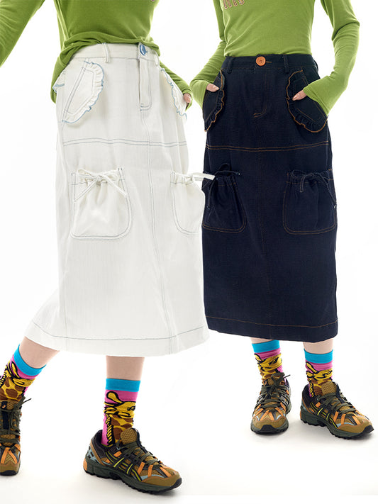 Harajuku Skirt Denim Skirt Leisure Skirt Multi-Pocket Skirt All-Match Skirt skirt tntntutu