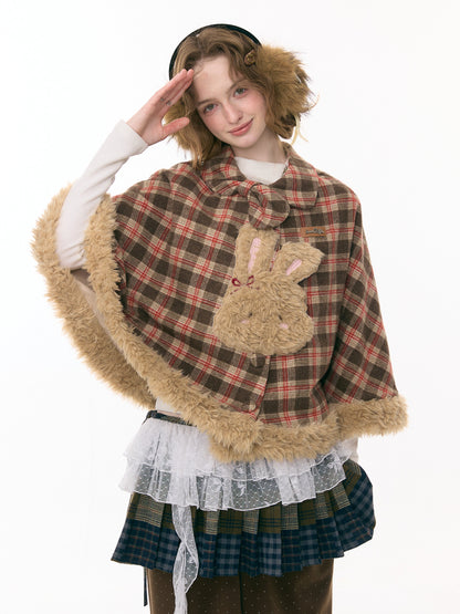 ziziFei - Girly Kei Bunny Plaid Cape Coat cape ziziFei