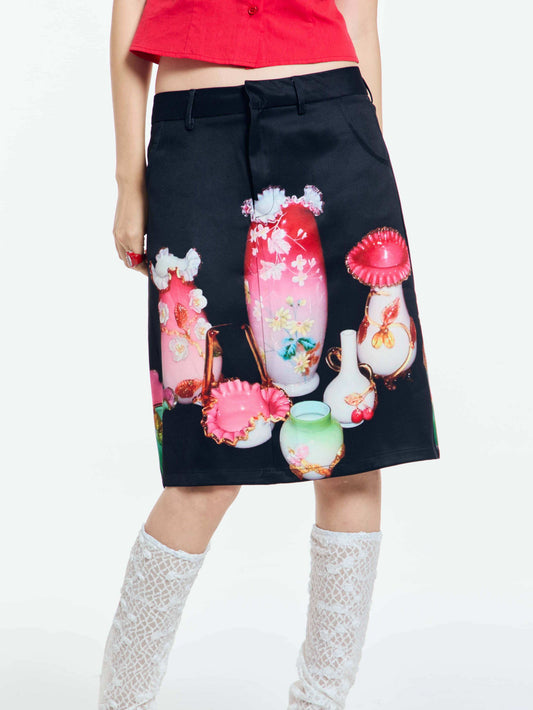 Have a Meal - Vintage Porcelain Midi Skirt skirt have a meal