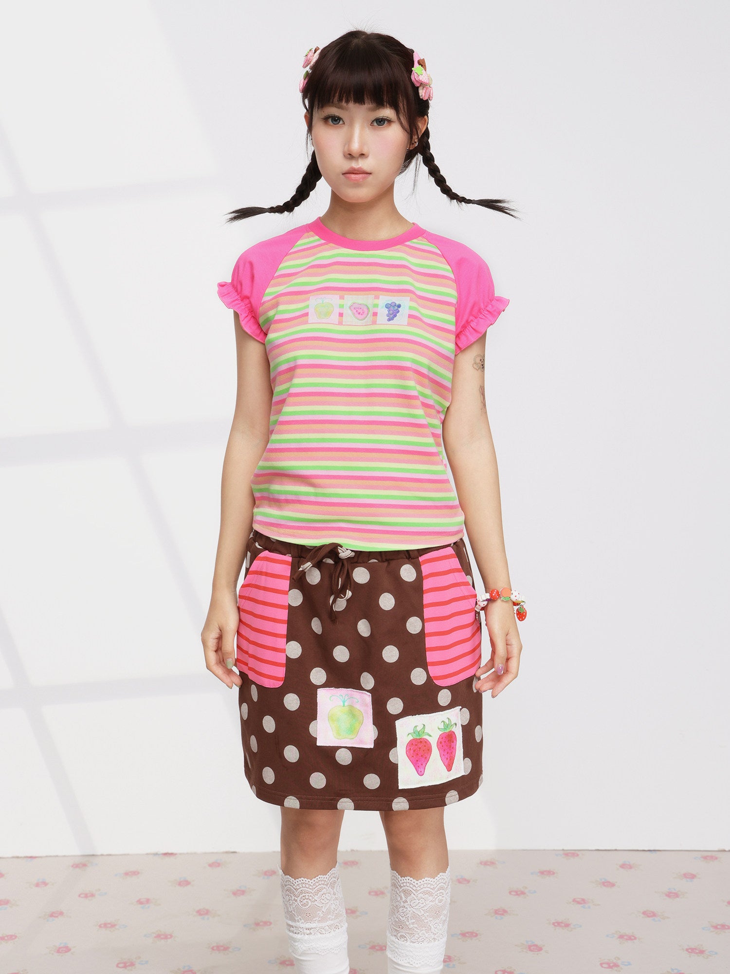 FRUITS - Stripe Puff Sleeve Tee tshirt Fruits