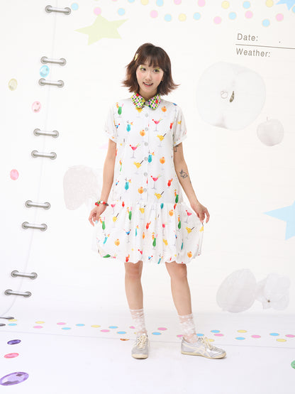 FRUITS Bubble Drink Summer Dress | Original Soda Shirt-Collar Dress dress Fruits