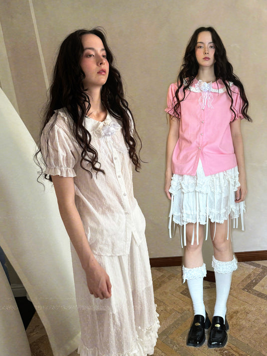 daytoday Everyday Institute - Kawaii Blouse Puff Sleeve Doll Collar blouse daytoday everyday institute