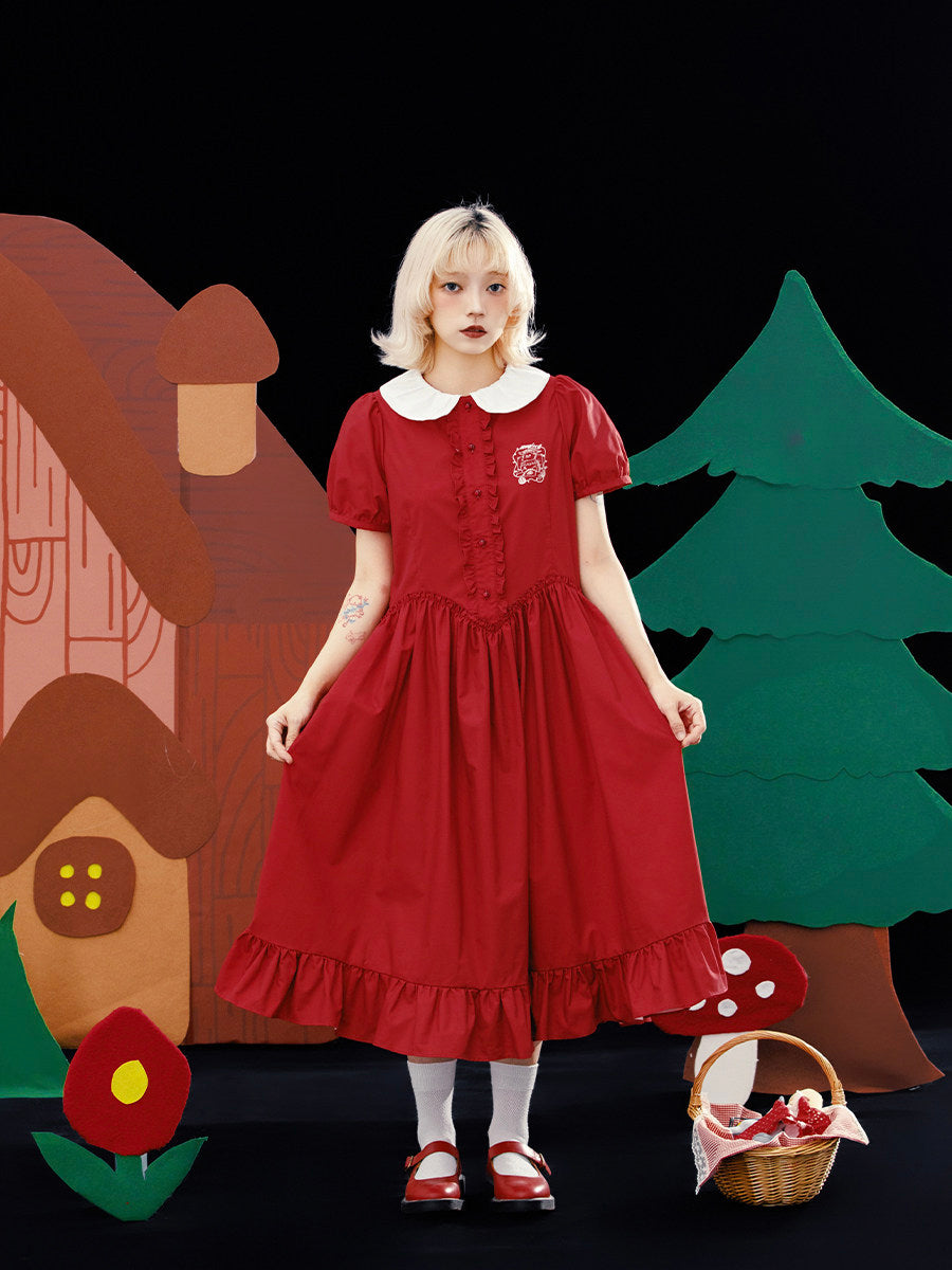 Meugler - Red Embroidered Vintage Dress dress Meugler