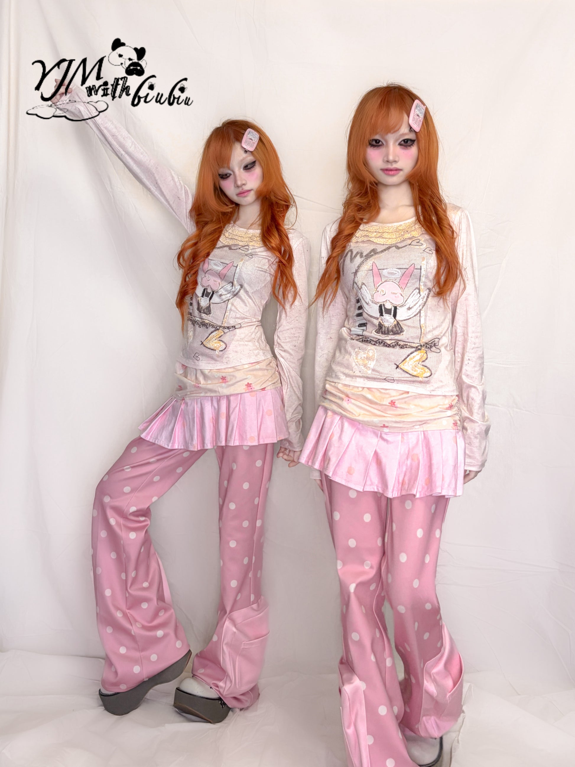 YJM with biubiu - Lace Collar Long Sleeve Top shirt YJM with biubiu