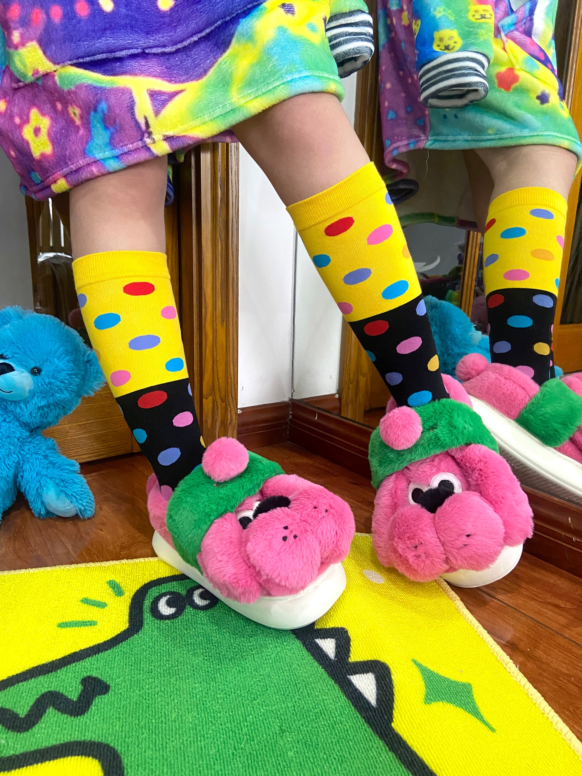 Leerroo - Decora Kei Color-Block Polka Dot Socks socks Leerroo