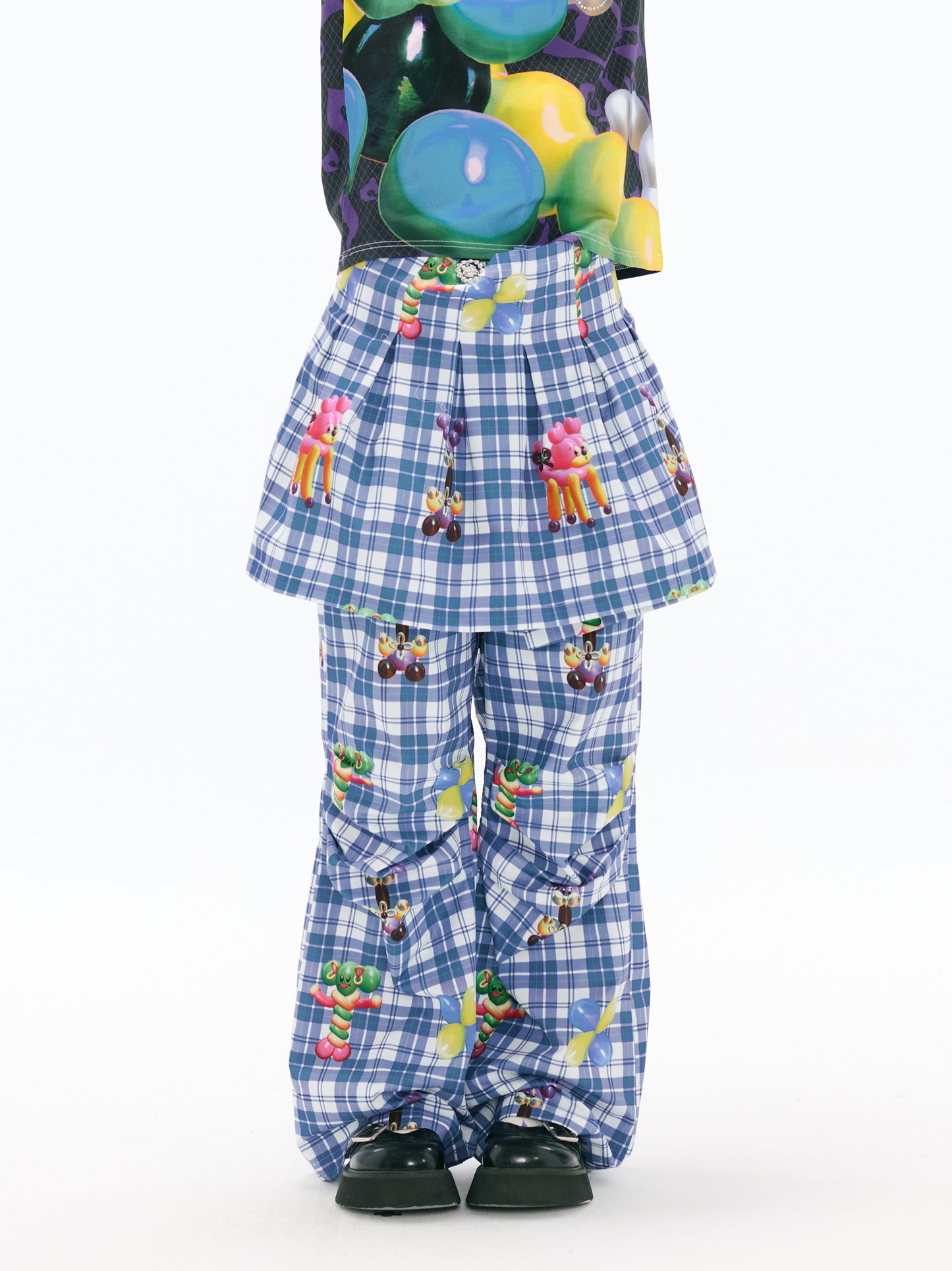 sillysis - Kawaii Plaid Multi-Way Pants pants sillysis