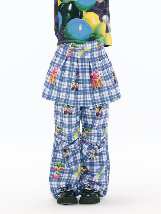 sillysis - Kawaii Plaid Multi-Way Pants pants sillysis