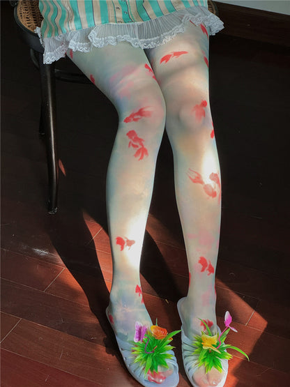 LET ME SEE Dream Core Tights | Goldfish Print Pantyhose tights let me see