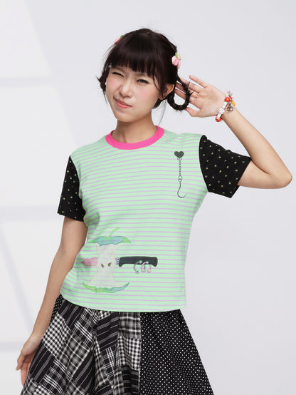 FRUITS - Apple Stripe Contrast Tee tshirt Fruits