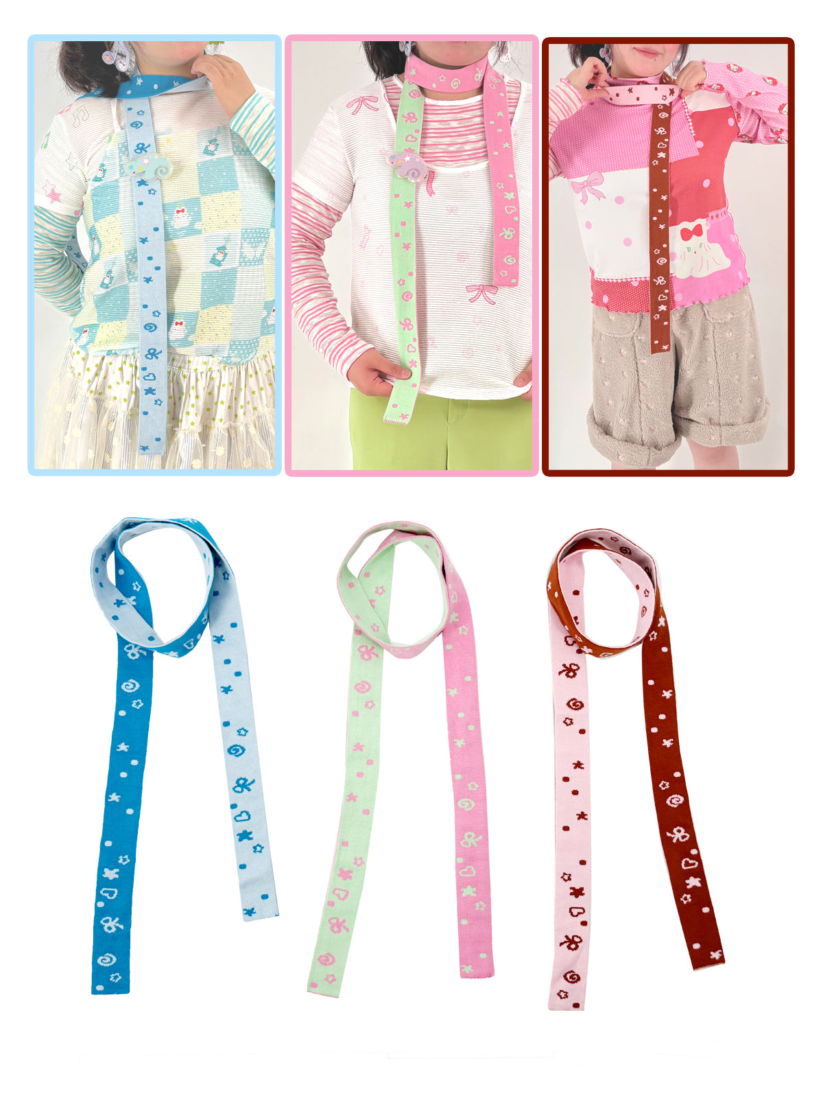 shishihshop - Colorful Double-Sided Knit Scarf scarf shishihshop