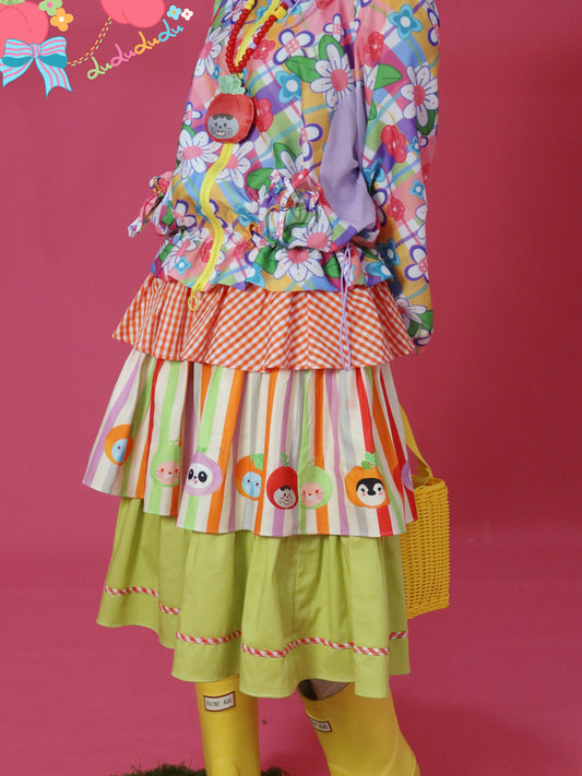 Decora Kei Tiered Skirt – Animal Print Colorblock skirt LULULULU