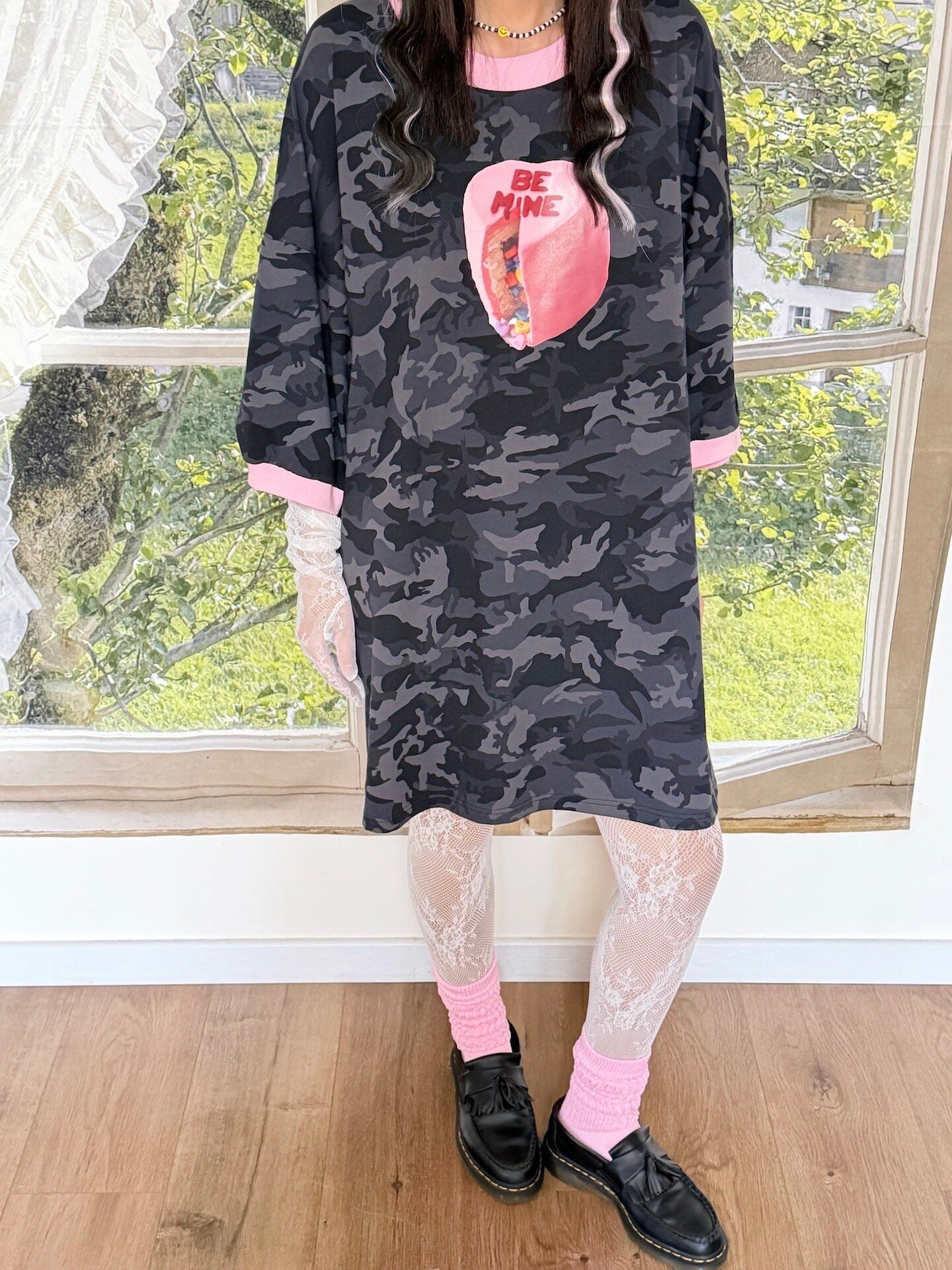 bunnybunnygun - Black Camo Oversize Tee Dress dress bunnybunnygun