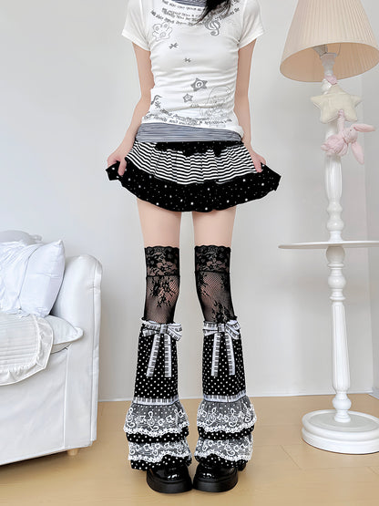 Vintage Piano Note Lace Leg Warmers sock left