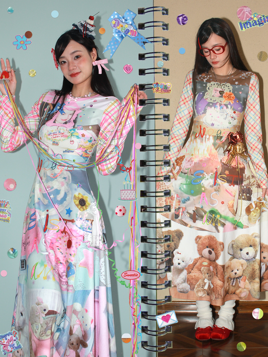 NeogoMade - Kawaii Y2K Dopamine Print Dress dress NeogoMade