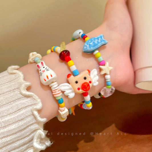 Decora Kei – Dopamine Colorblock Ceramic Bead Bracelet bracelet Flipped