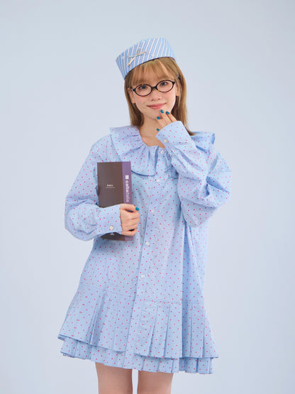 MeowMeow Bug - Vintage Polka Dot Pleated Shirt Dress