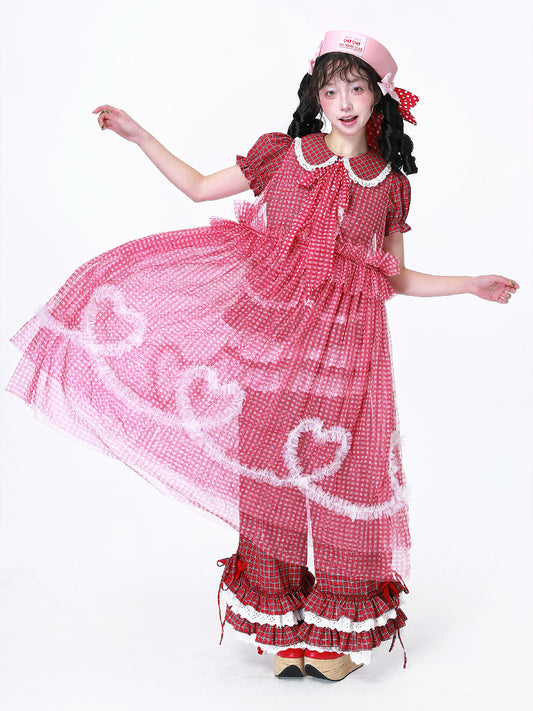 SOS MEME CLUB - Showa Retro Mesh Overlay Dress dress SOS MEME CLUB