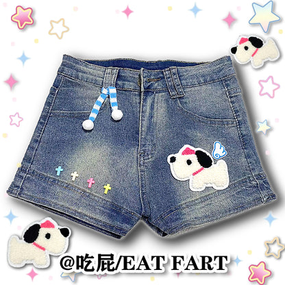 Eat Fart - Y2K Furry Puppy Denim Shorts shorts eat fart
