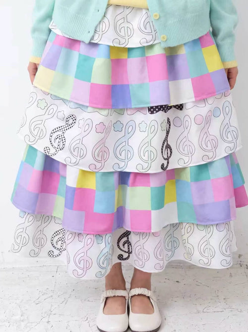 MeowMeow Bug - Colorful Musical Notes Layered Cake Skirt skirt MeowMeow Bug