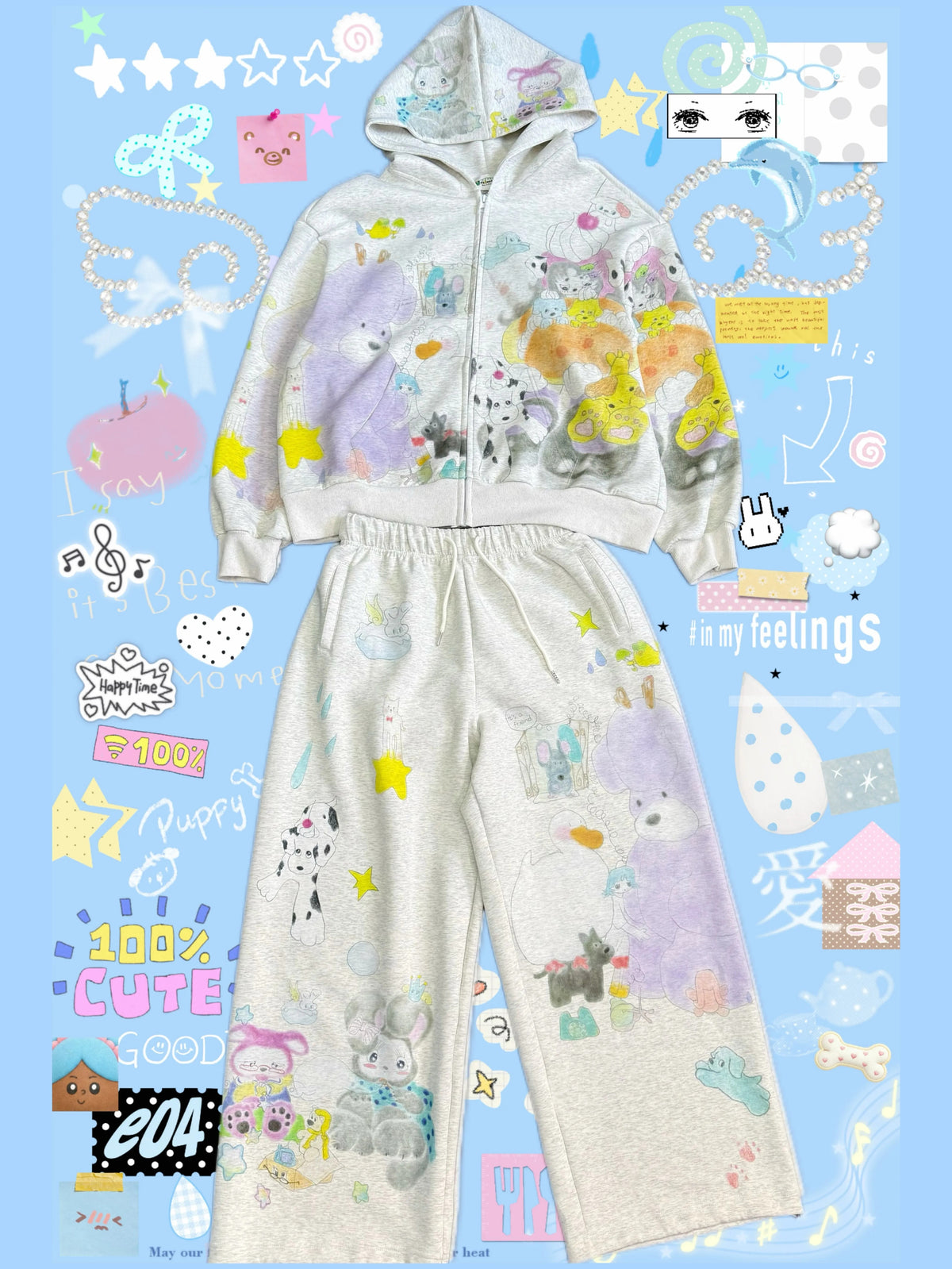 Robootoo - Animal Doodle Zip-Up Tracksuit Set set Robootoo