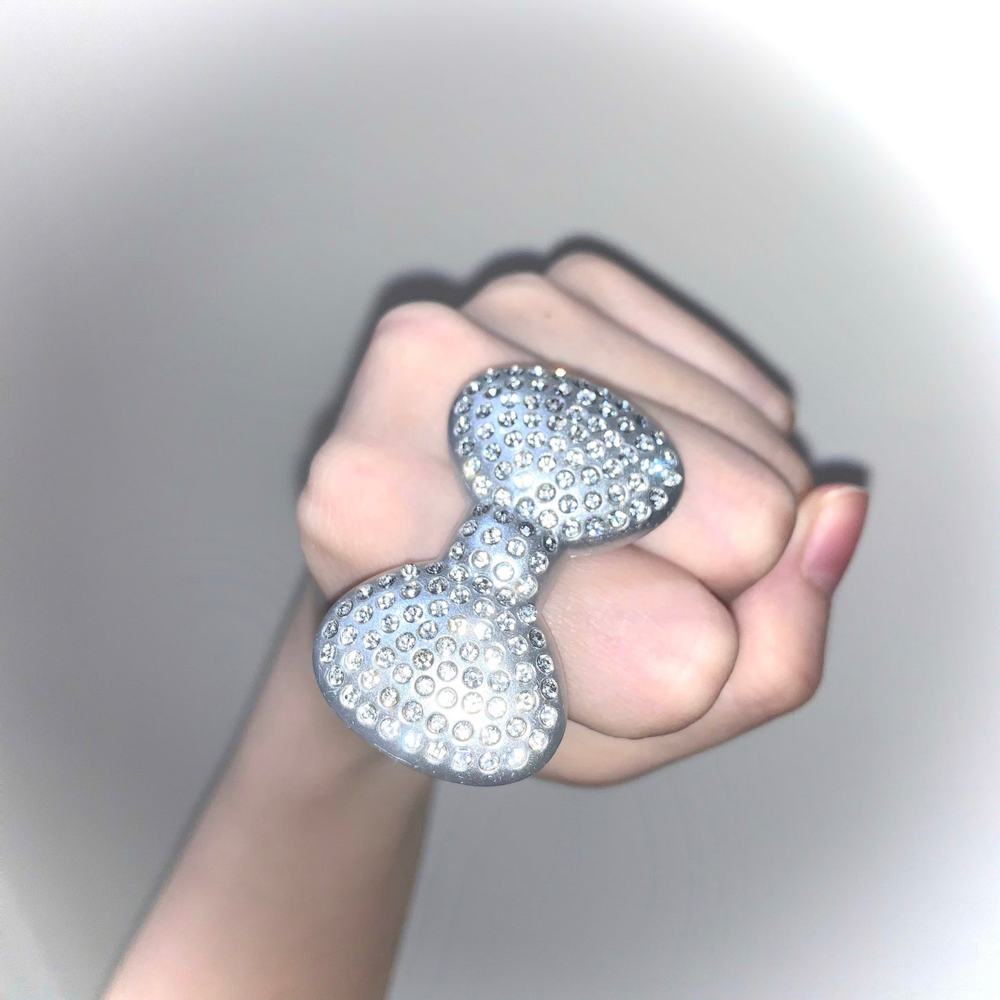 Pocketbabe - Silver / Pink Sparkly Kitty Bow Ring ring pocket babe Silver