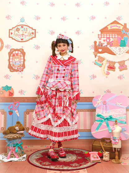 Lutra Jump - Decora Plaid Blazer & Cake Skirt Set set Lutra Jump