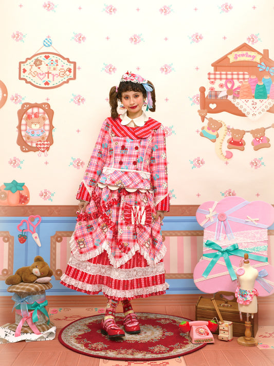 Lutra Jump - Decora Plaid Blazer & Cake Skirt Set set Lutra Jump