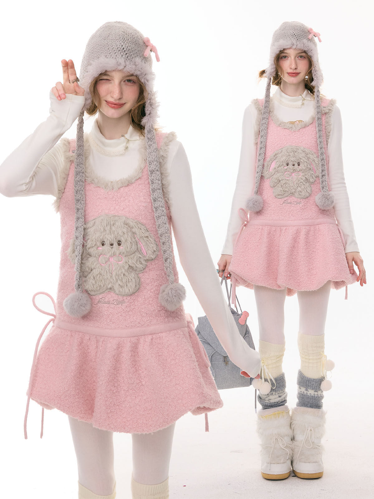 ziziFei - Girly Kei Plush Bunny Pocket Dress dress ziziFei