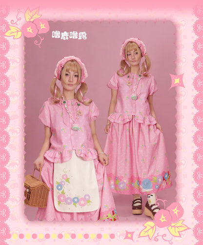 LULULULU - Morning Glory Print Lolita Blouse & Skirt Set set LULULULU