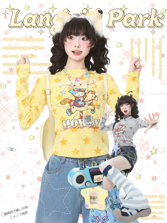 Languid Park - Star Crop Long Sleeve Tee shirt Languid Park