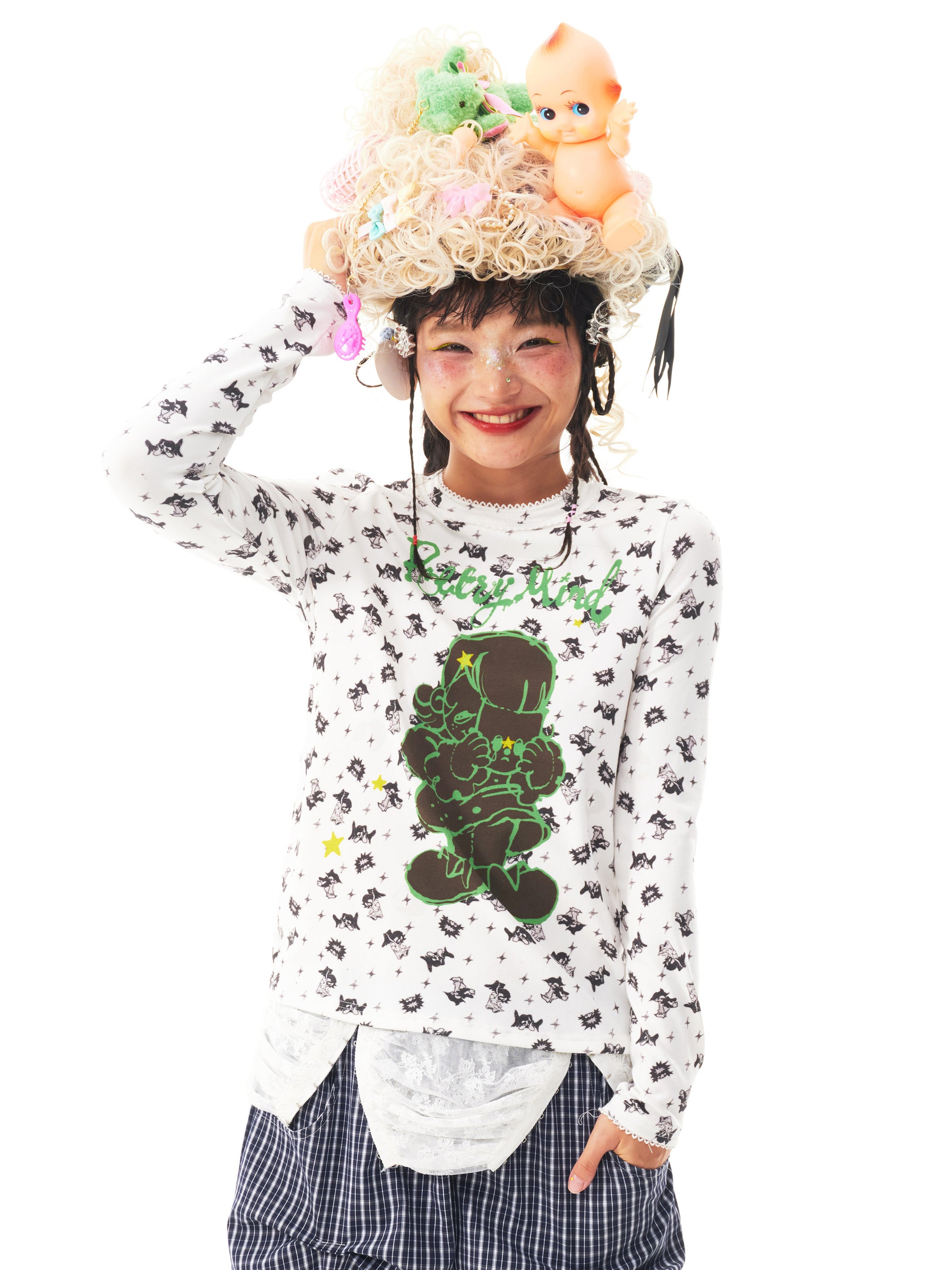 sillysis - White Floral Knit Top shirt sillysis
