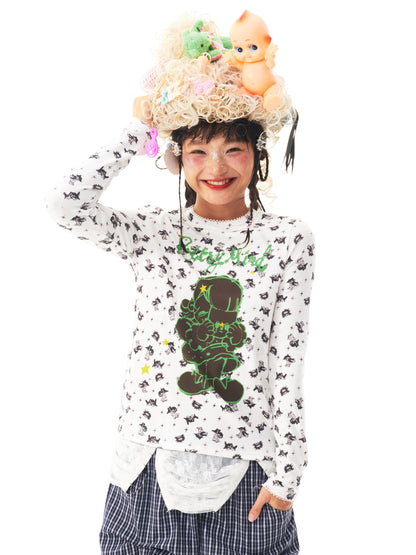 sillysis - White Floral Knit Top shirt sillysis