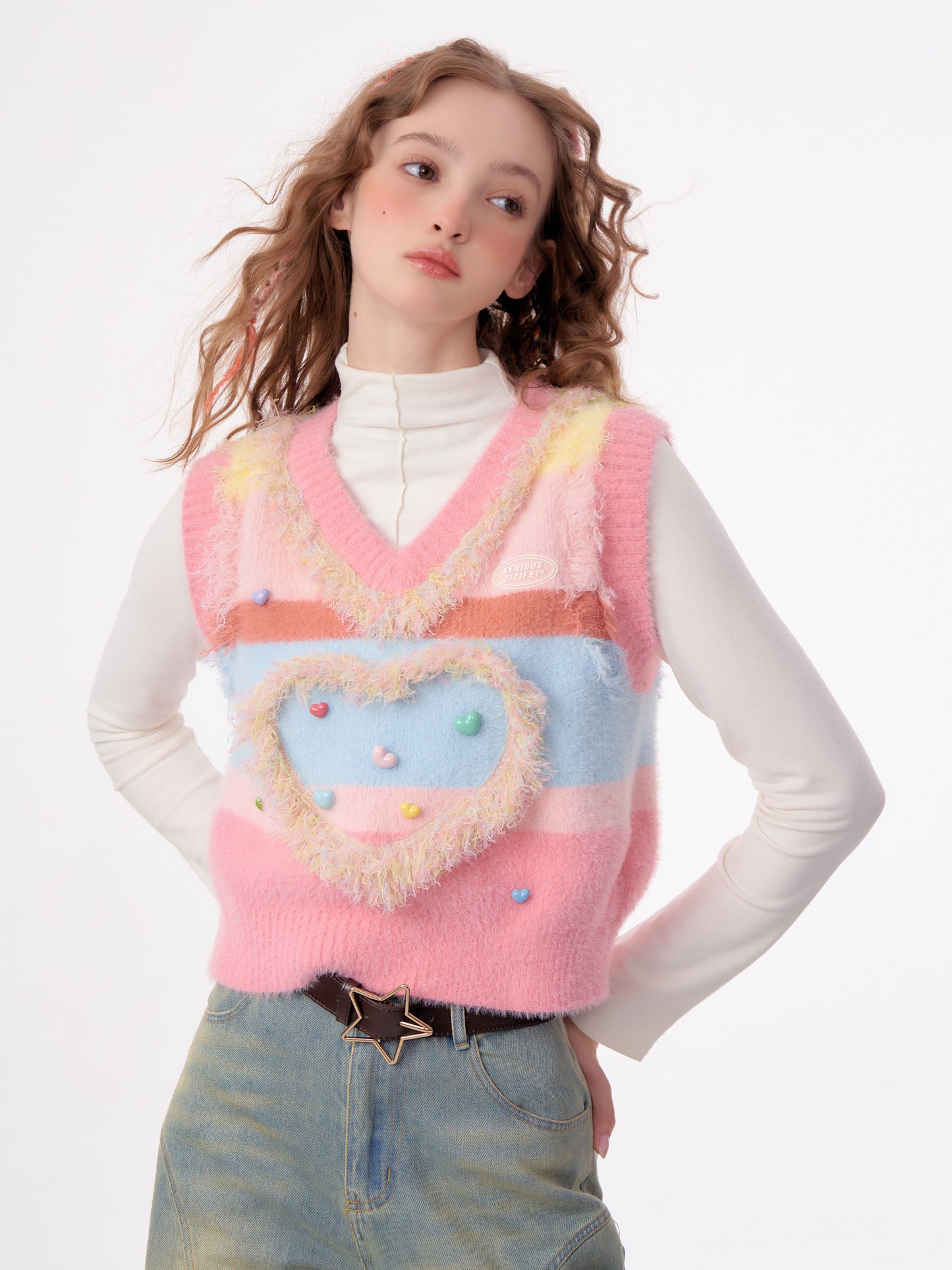 ziziFei - Girly Kei Heart Knit Vest vest ziziFei