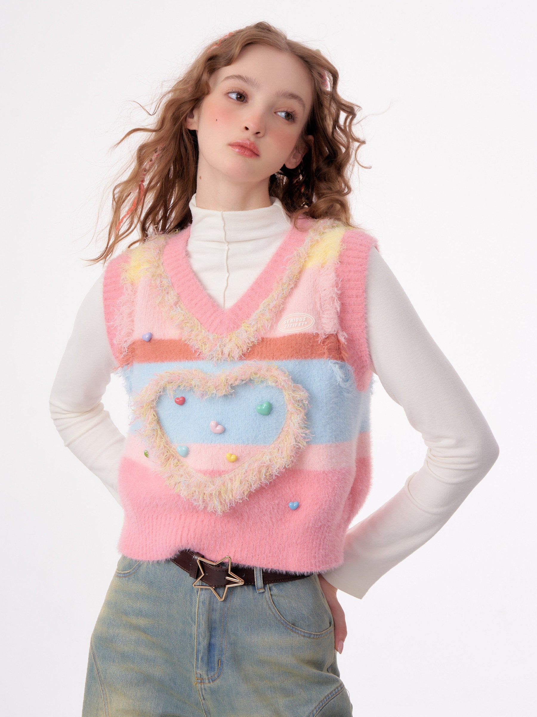 ziziFei - Girly Kei Heart Knit Vest vest ziziFei