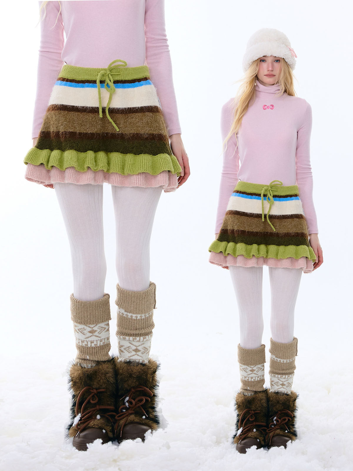 ziziFei - Girly Kei Striped Knit Skirt skirt ziziFei