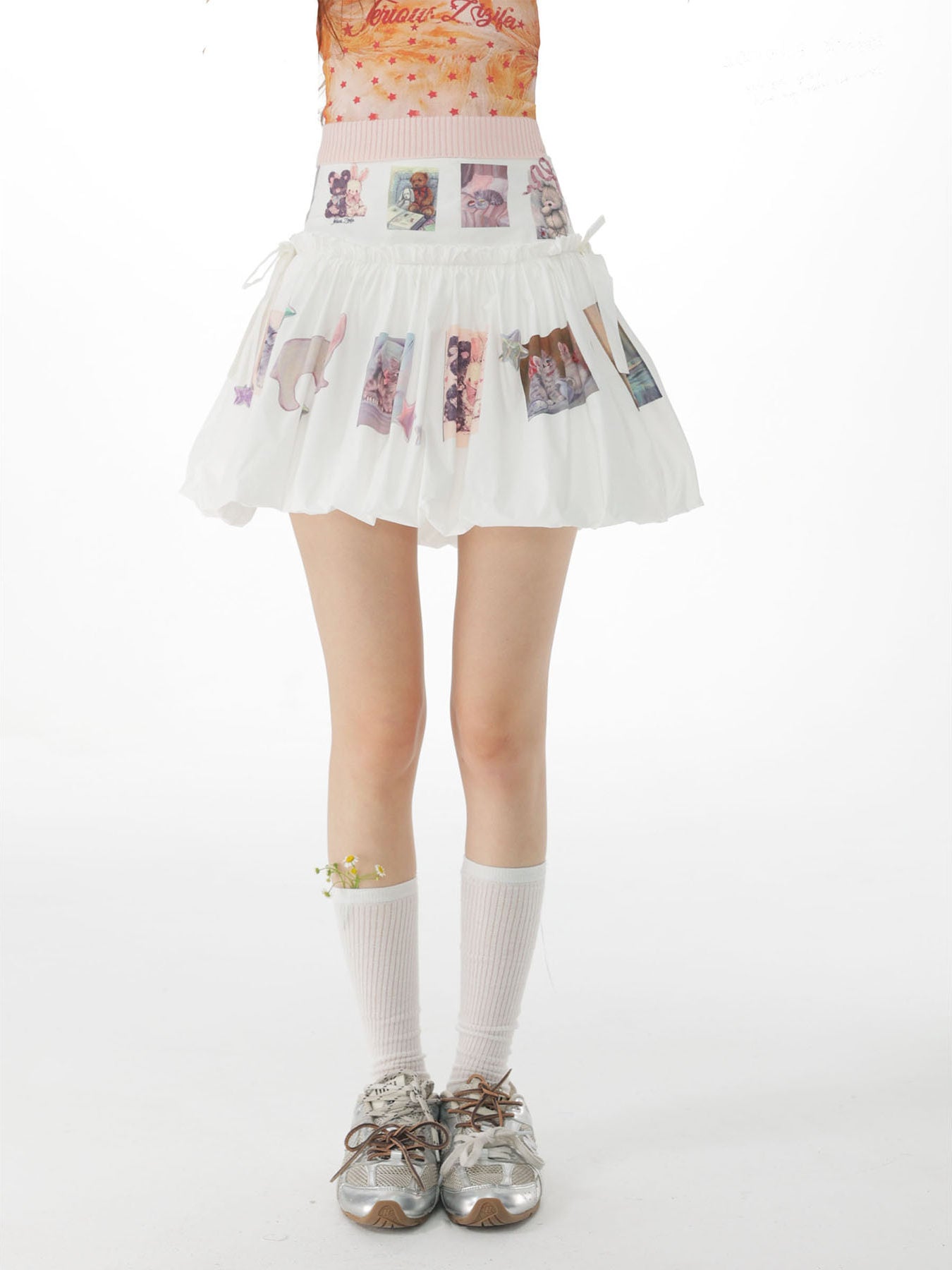 ziziFei - Spring Bear Gathering High Waist Skirt skirt ziziFei
