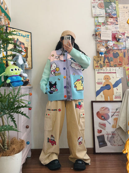 BIBULU - Kidcore Cartoon Embroidered Cardigan cardigan BIBULU