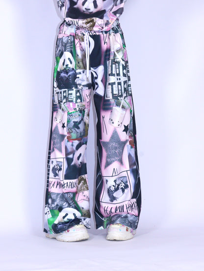 LEERROO - Y2K Panda Wide Leg Pants pants Leerroo