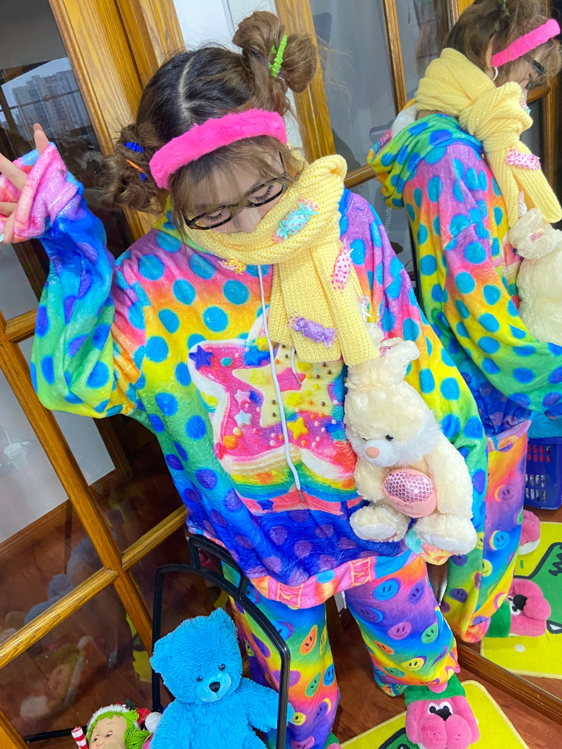 Leerroo - Kawaii Y2K Yellow Knit Scarf scarf Leerroo