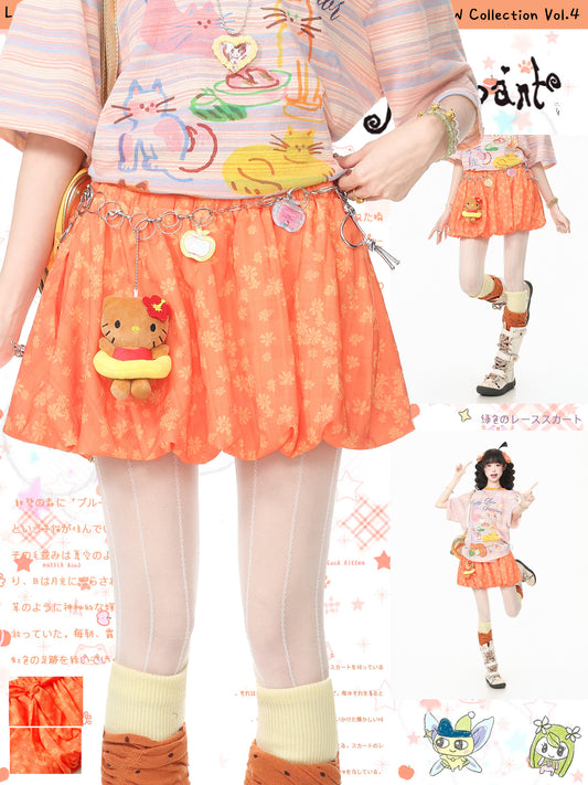 Languid Park - Orange Floral A-Line Skirt skirt Languid Park