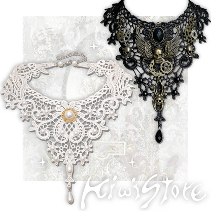Kiwi Store - Y2K Maximalist Lace Embossed Statement Necklace necklace kiwi store