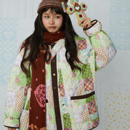 KaiXin hostel - Quilted Cute Print Padded Jacket coat KaiXin hostel