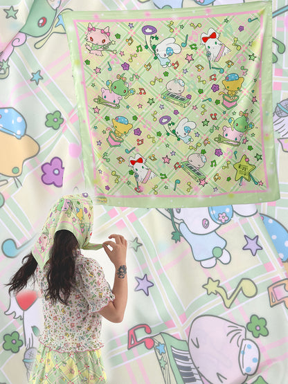 Shishihshop Printed Scarf | Harajuku Satin Square Scarf Kerchief shishihshop