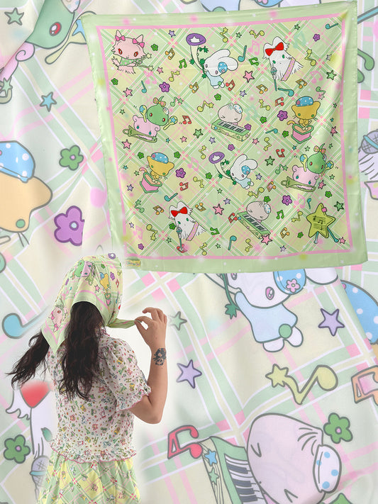 Shishihshop Printed Scarf | Harajuku Satin Square Scarf Kerchief shishihshop