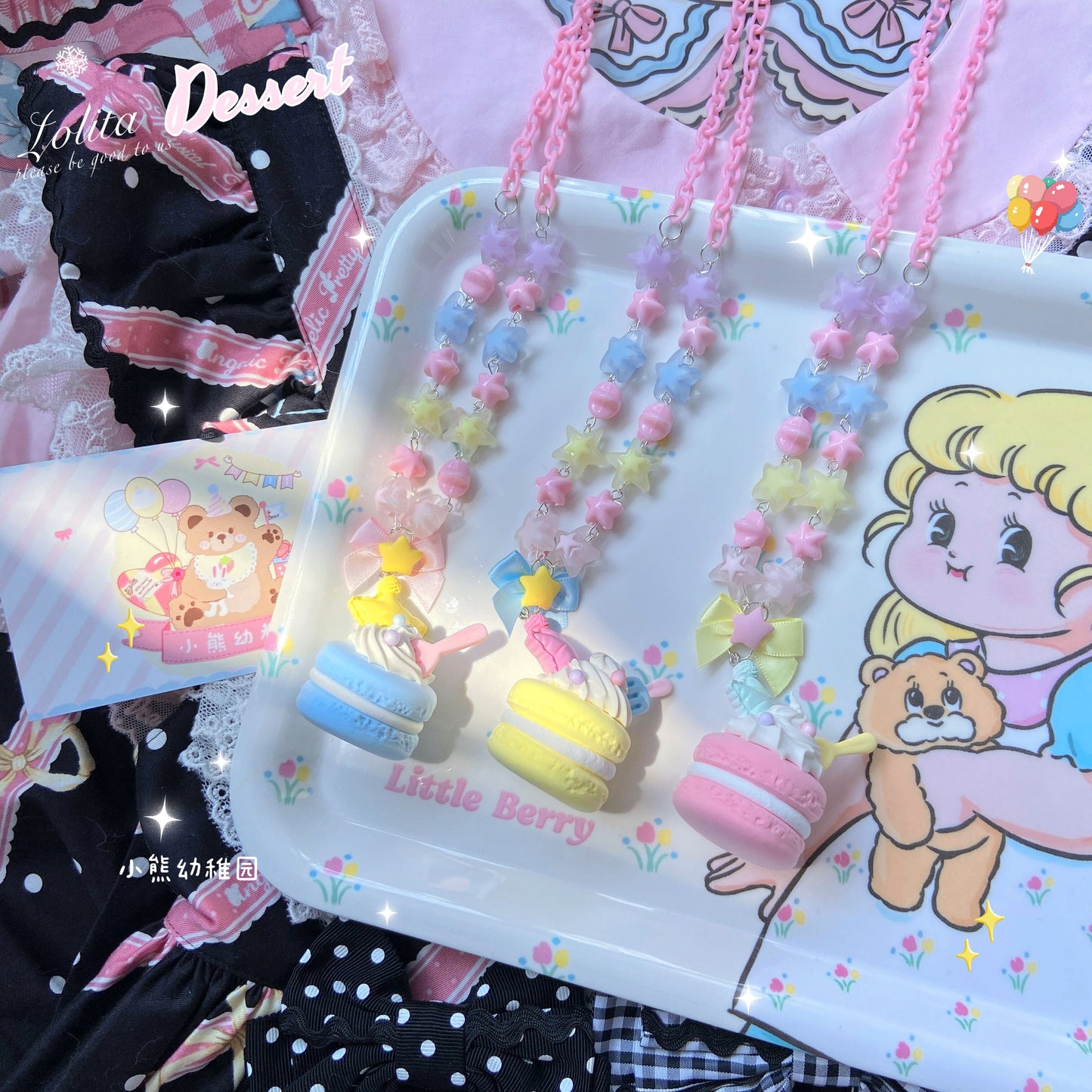 Bear Doll Kawaii Necklace | Macaron Sweet Dessert Necklace necklace Bear Doll