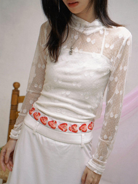 daytoday everyday institute - Girly Kei Cherry Turtleneck Top shirt daytoday everyday institute