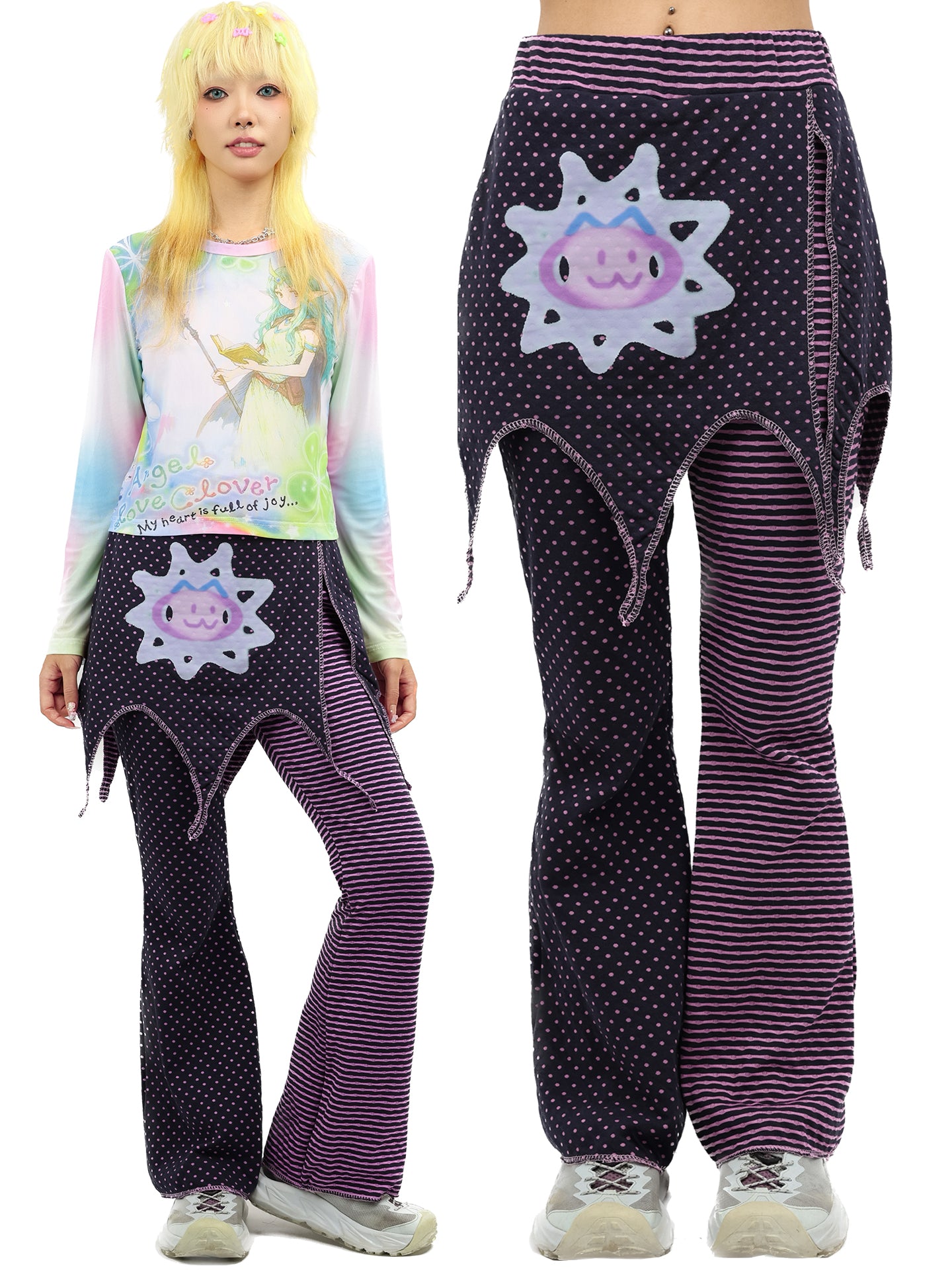 NIHON KIDS - Y2K Elf Mushroom Patchwork Pants pants NIHON KIDS